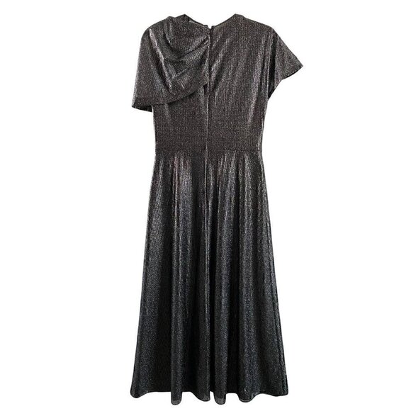 Lela Rose Shimmer Asymmetric Drape Detail Tulle Dress Size 6 Black formal gala - Picture 4 of 13